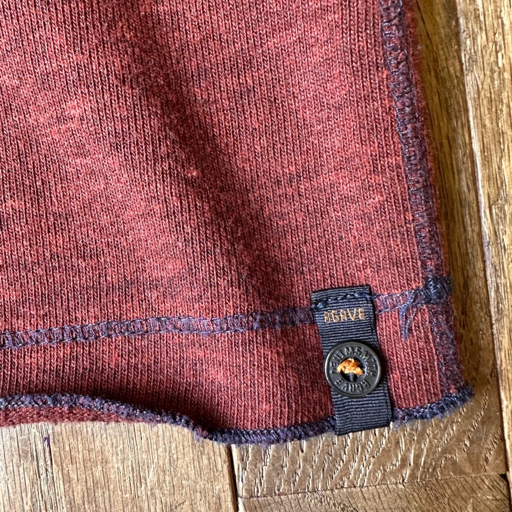 Agave Henley Pullover Mens XL Long Sleeve Mock Neck Button Rust Red USA Casual - Picture 2 of 10